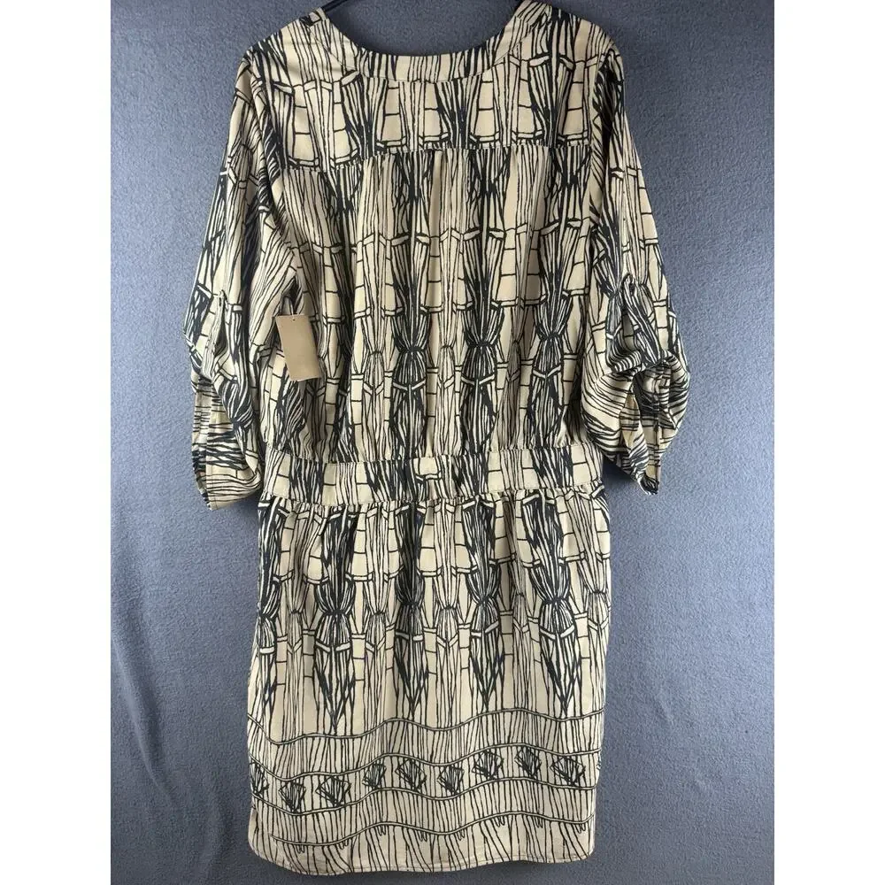 Coldwater Creek roll sleeve midi dress Size 16 NWT Southwestern Aztec